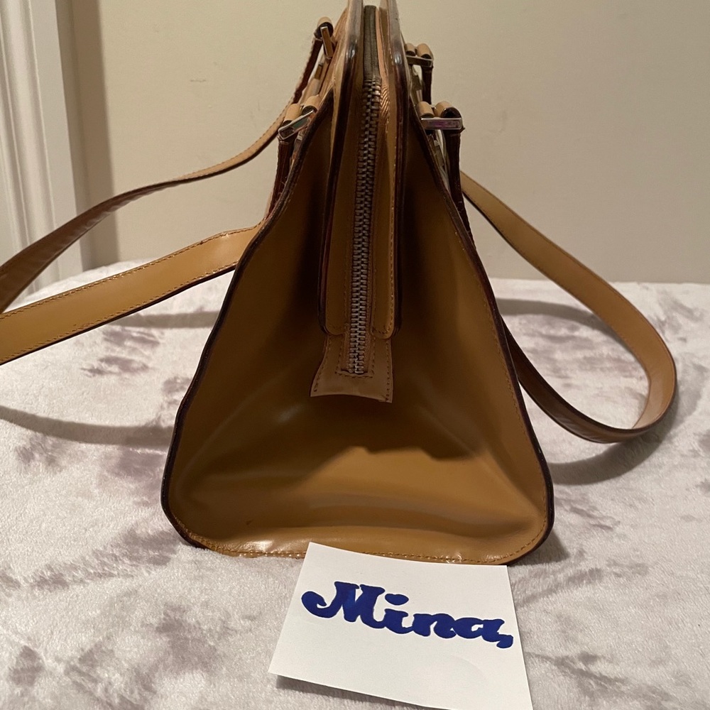 Authentic S.Ferragamo Vintage 1990Camel logo Milan Italy bag - Picture 3 of 14